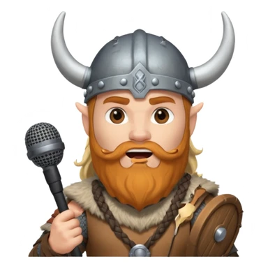 viking singing with micro, half body sticker