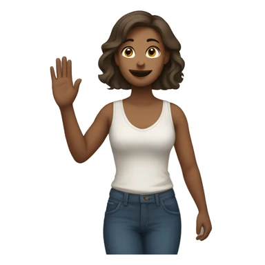 a woman holding up her right hand sticker