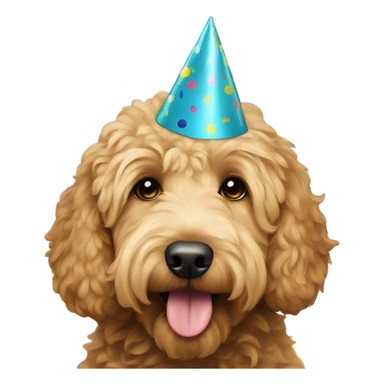 Goldendoodle with a party hat  sticker