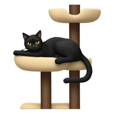 Black cat laying on cat tree sticker