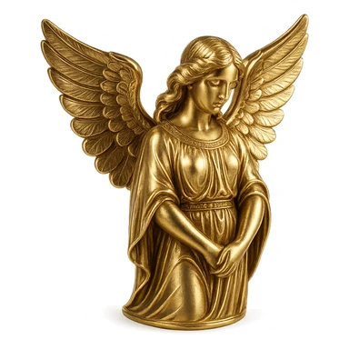 gold metallic angel, shiny, elegant, detailed wings, luxurious sticker