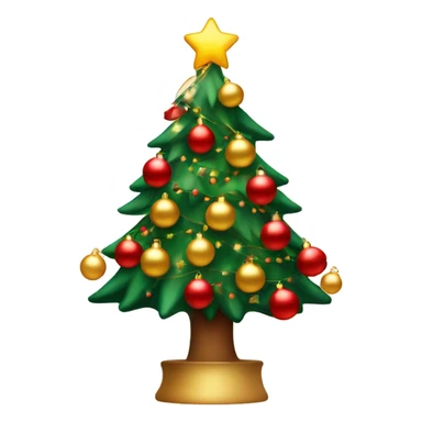 Christmas tree with warm lights and red and gold baubles sticker