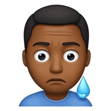 Black man emoji shedding a tear with a frown sticker