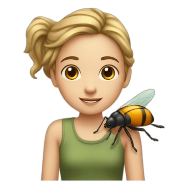 Fille avec des insecte dans sa main sticker