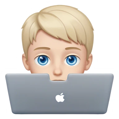boy with blue eyes on a laptop sticker