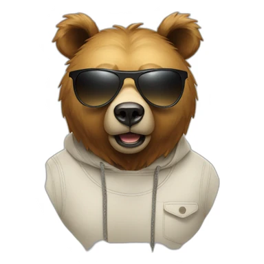 Face of a bear with fashion sunglasses sticker