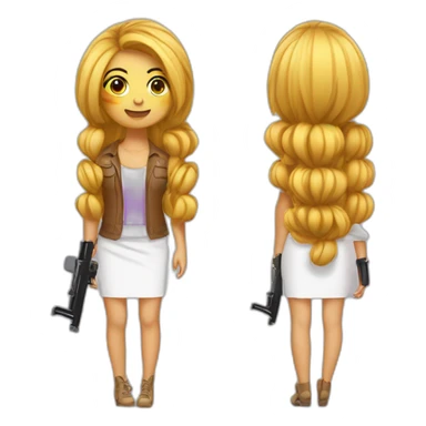 Chica morocha con pelo largo y tez blanca con tufting gun sticker