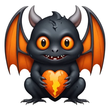 Monstre a corp craquelé fait de lave avec des ailes de chauve-souris et un tête de pierre carbonisé avec une mâchoire carré  sticker