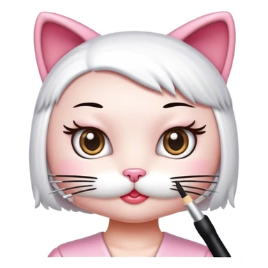  hello Kitty SANRIO cat, getting her eyelashes done with a spoolie  sticker