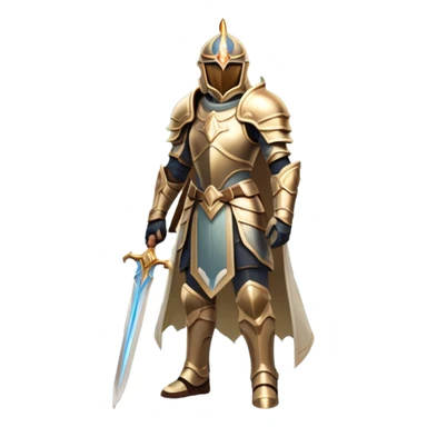 An icon featuring a hero with a closed visor, standing in a majestic, mystical landscape, inspired by RPGs like Elden Ring. The design includes a stunning, ethereal background with towering castles and distant mountains, symbolizing the adventure and mystery. Transparent background sticker