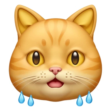 yellow cat  like this 😸😿🐱 with crying tears streaming down its cheeks (like this 😭) sticker