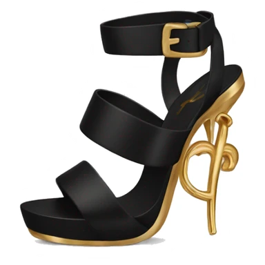Black sandals with gold YSL heel  sticker
