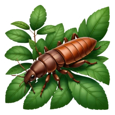 Giant Madagascar hissing cockroaches in their natural habitat, crawling over leaves and branches. Detailed close-up, highlighting their size, texture, and distinctive hissing feature. Soft, natural lighting and a transparent background. sticker