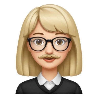 woman with bangs and glasses and beautiful mustache sticker
