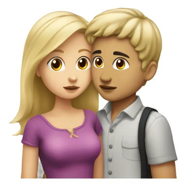A blonde girl and a boy with black hair kissing sticker