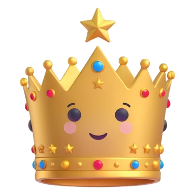 gold star with a crown, representing the word 'Elite', 3D emoji style sticker