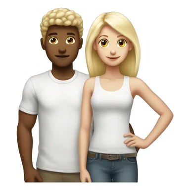 Strong boy with girl white and blonde sticker