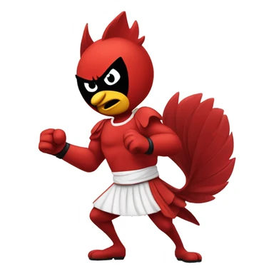 Cartoon Cardinal winning a fight with cartoon wildcat sticker
