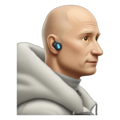 baldhead putin with airpods in his ears sticker
