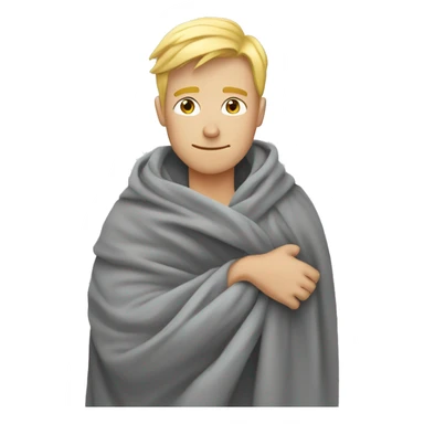 blonde guy snuggled up in cozy grey blanket sticker