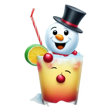 sweet snowman with coctail  sticker