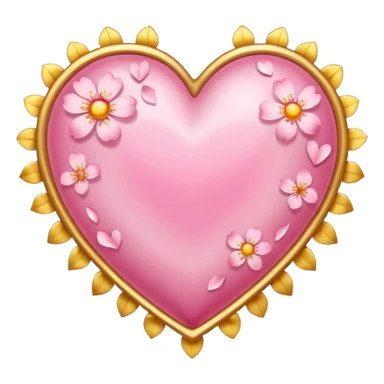 heart with sakura and a golden sun sticker