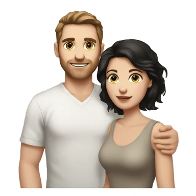 Man with white skin brown hair and hazel green eyes and Woman with brown eyes and black hair white skin they have 2 kids family portrait sticker