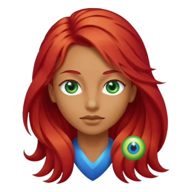 Like the first but her eye green  and blue and her hair red that brolong herwn  sticker
