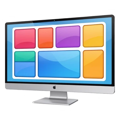 A monitor screen, showing some colorful UI design elements and layouts like rectangles, squares, etc. sticker