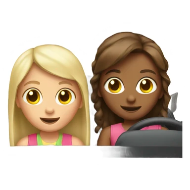2 girls in a car sticker