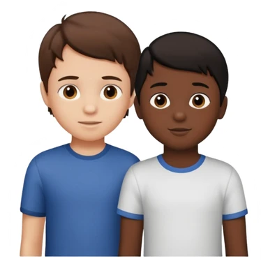 Little boy with brown hair in love with another little boy with black hair sticker