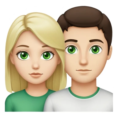 A blonde girl with fair skin and green eyes and a brunette guy with fair skin and green eyes sticker