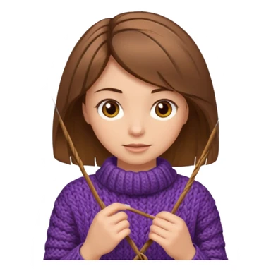  Woman with brown bobbed  hair and highlights light brown eyes no glasses  tangled Knitting emoji sticker