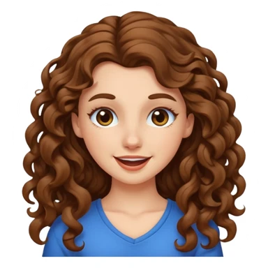 white girl with long curly brown hair, winking sticker