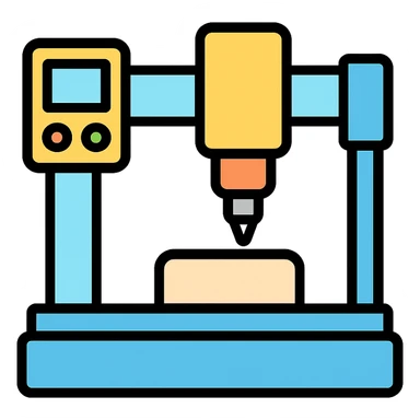 a CNC machine, simplified, flat icon style sticker