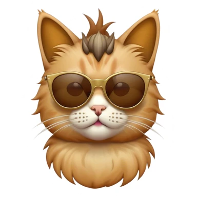Cat wearing sunglasses and a mohawk sticker