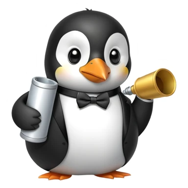A penguin wearing a cylinder sticker