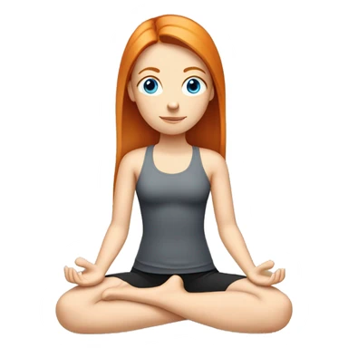 Ginger straight hair girl with blue eyes doing yoga sticker