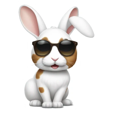 white rabbit with brown spots wearing sunglasses  sticker