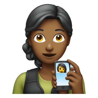 woman showing big phone sticker