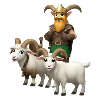 Happy New year celebration with three goats on top of a mountain wearing Viking outfits  sticker