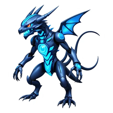 futuristic dark shadowy evil neon-glowing Fakémon-Digimon-hybrid-creature (full body) sticker