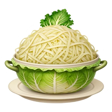 Cinematic Realistic Sauerkraut Dish Emoji, depicted as a tangy, fermented cabbage dish rendered with vibrant textures and natural, appetizing lighting. sticker
