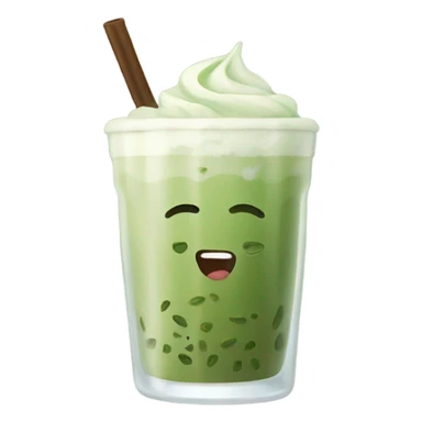Iced matcha latte in a curvy glass  sticker