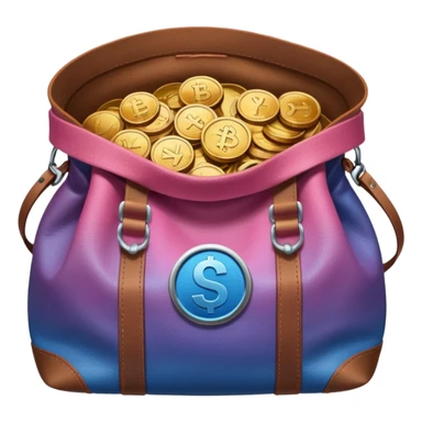 Coins inside brown leather bag, make bag always brown  color

Coins inside gradient color - Blue to pinl sticker