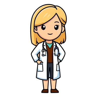 Brown doctor with blonde woman sticker