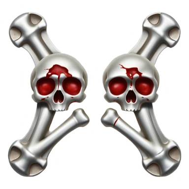 metallic anatomic bones with traces of blood, steel texture, dark dramatic tone, clean background sticker