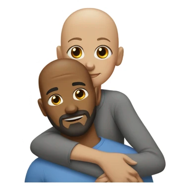 bald with dark blond grey  beard with brown female hugging sticker