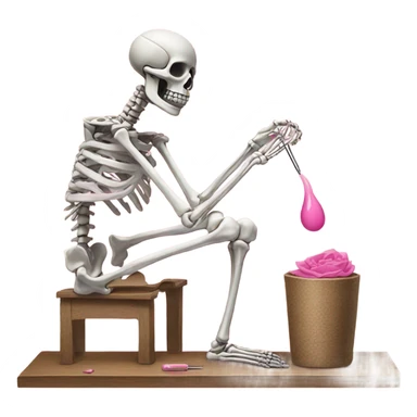 Skeleton painting its nails pink sticker