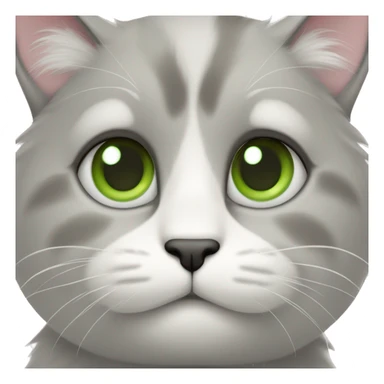 cat with white fur and gray fur on snout and cheeks, light green eyes  sticker